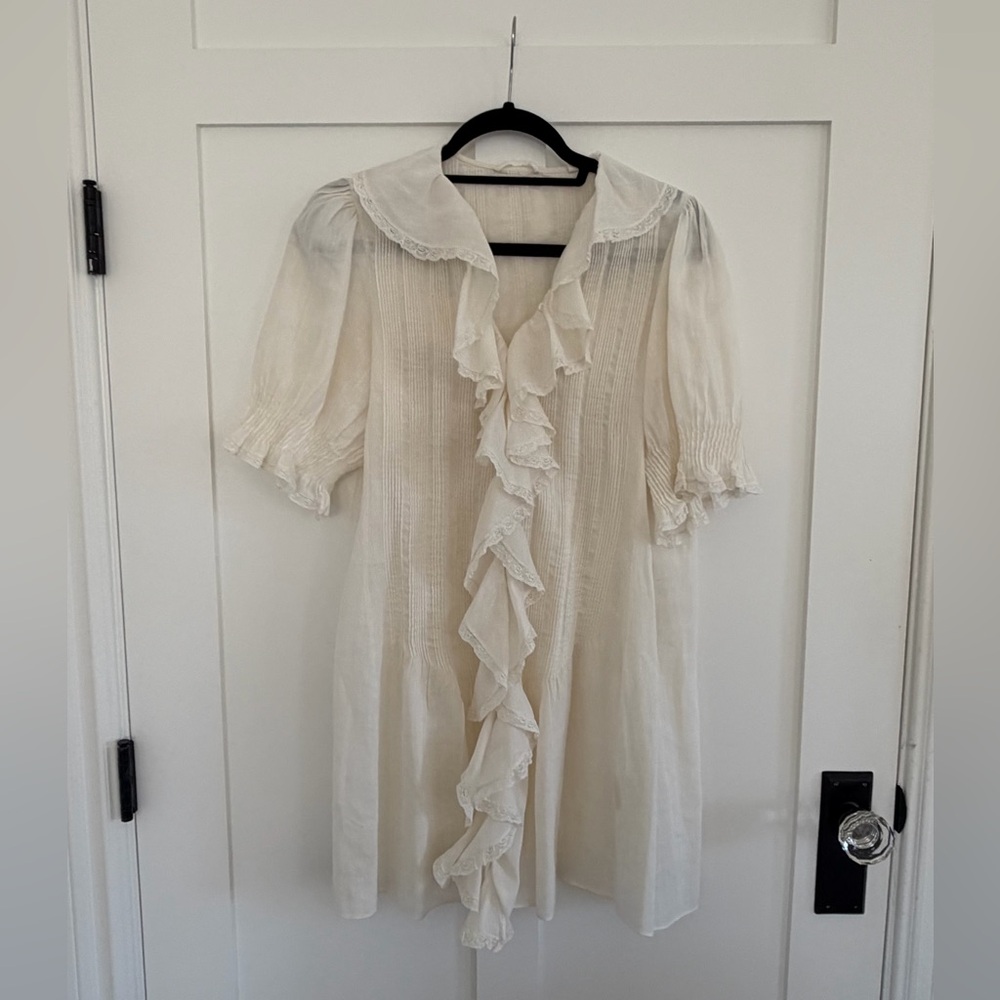Doen Ivory / White Ruffle Mini Dress - Picture 6 of 14